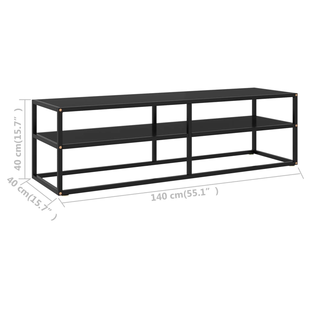 TV-Schrank Schwarz mit Schwarzem Hartglas 140x40x40 cm