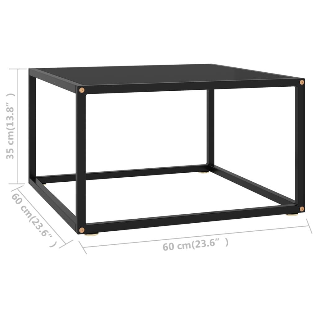 Couchtisch Schwarz mit Schwarzem Glas 60x60x35 cm