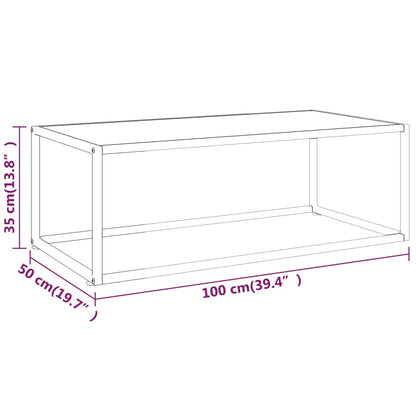 Couchtisch Schwarz mit Weißem Glas in Marmor-Optik 100x50x35 cm