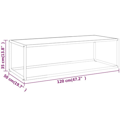 Couchtisch Schwarz mit Weißem Glas in Marmor-Optik 120x50x35 cm