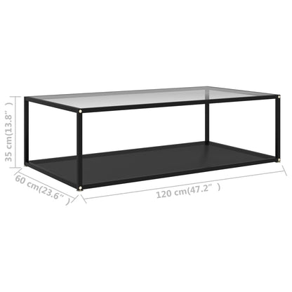 Couchtisch Transparent und Schwarz 120x60x35 cm Hartglas