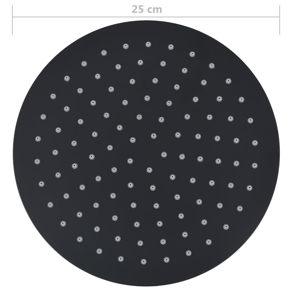 Regenbrause Edelstahl 25 cm Rund Schwarz