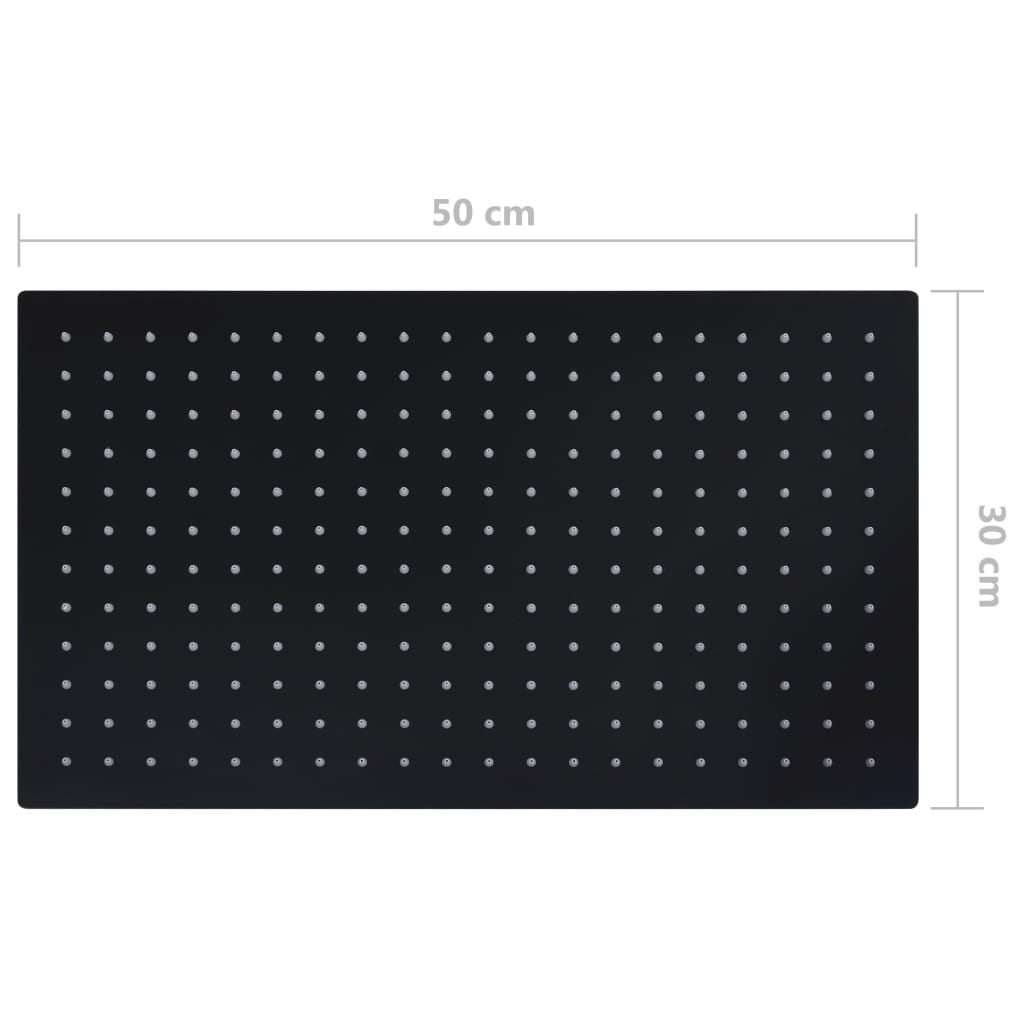 Regenbrause Edelstahl 50x30 cm Rechteckig Schwarz