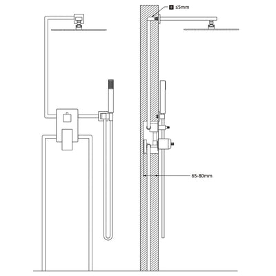 Duschsystem Edelstahl 201 Schwarz