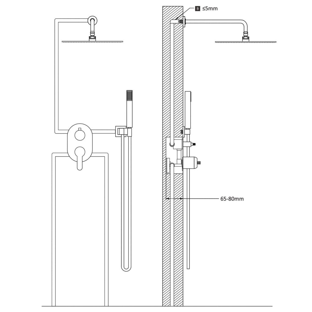 Duschsystem Edelstahl 201 Silbern