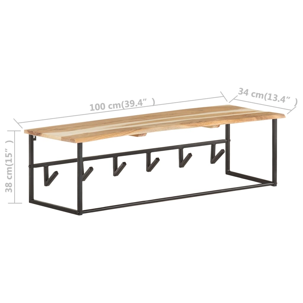 Garderobe mit Naturkante 100x34x38 cm Massivholz Akazie