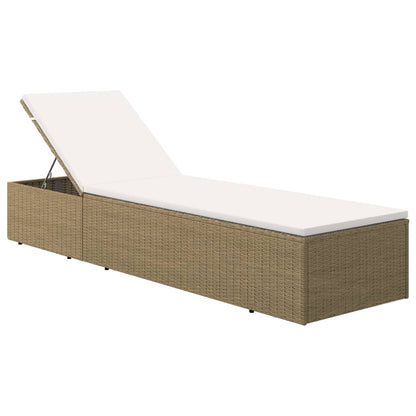 Sonnenliege Poly Rattan Braun und Cremeweiß