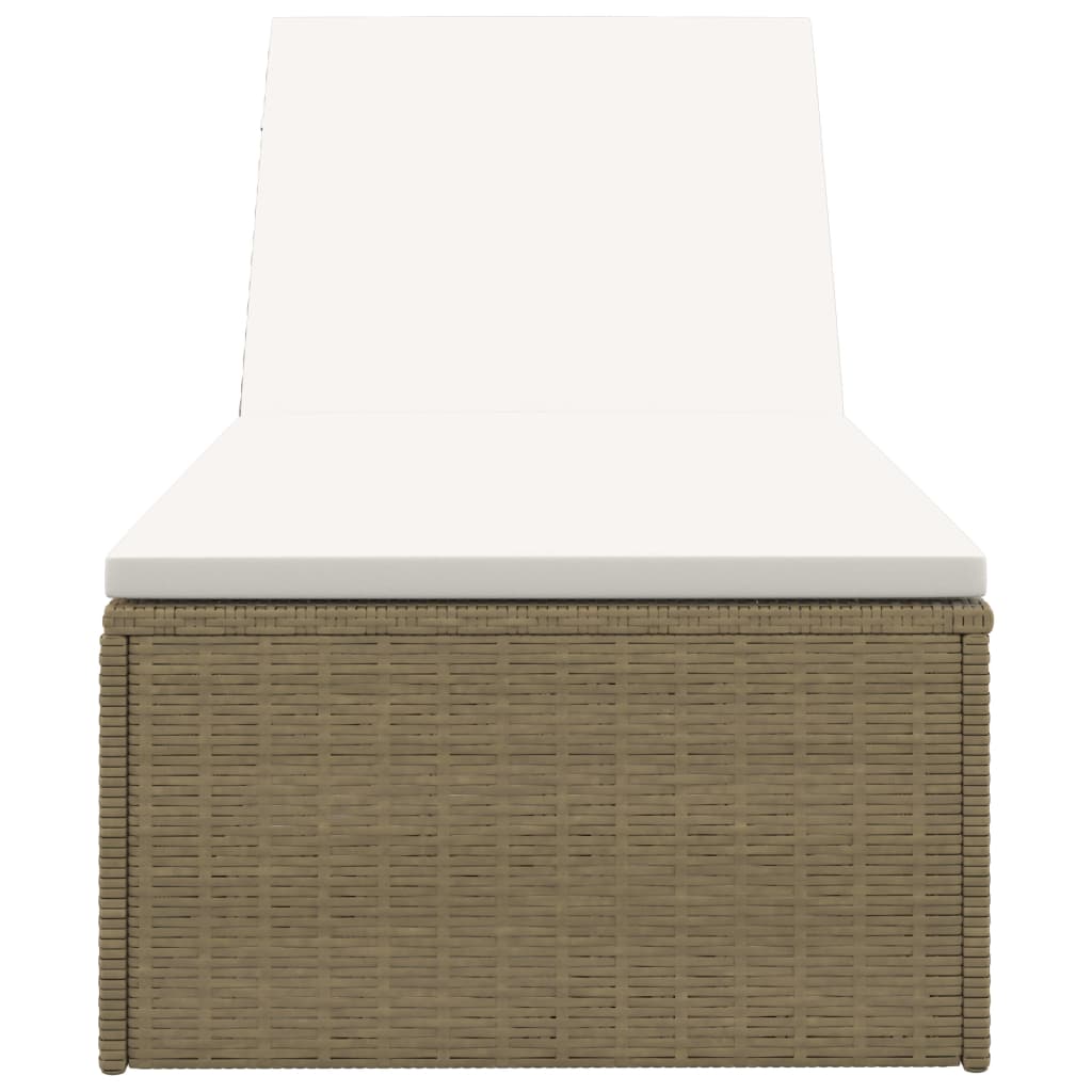 Sonnenliege Poly Rattan Braun und Cremeweiß