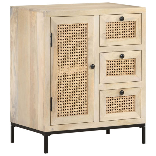 Sideboard 60x35x70 cm Mango Massivholz und Rohrgeflecht