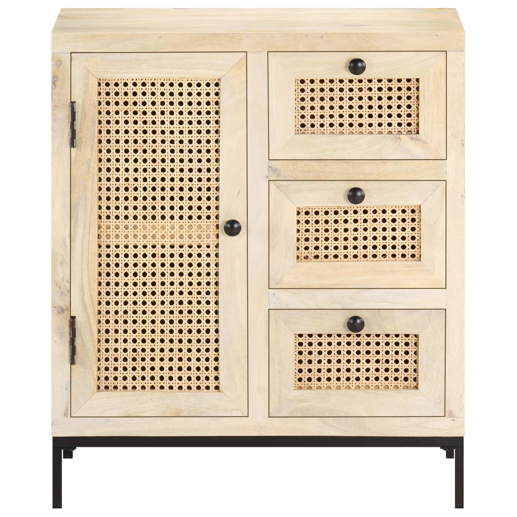 Sideboard 60x35x70 cm Mango Massivholz und Rohrgeflecht