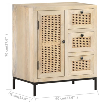 Sideboard 60x35x70 cm Mango Massivholz und Rohrgeflecht