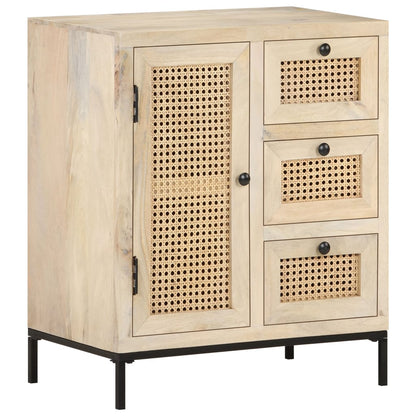 Sideboard 60x35x70 cm Mango Massivholz und Rohrgeflecht