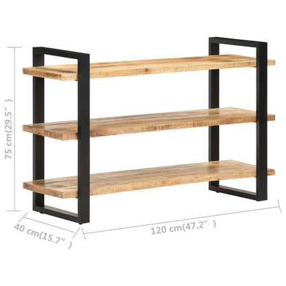 Sideboard mit 3 Regalböden 120x40x75 cm Raues Mangoholz