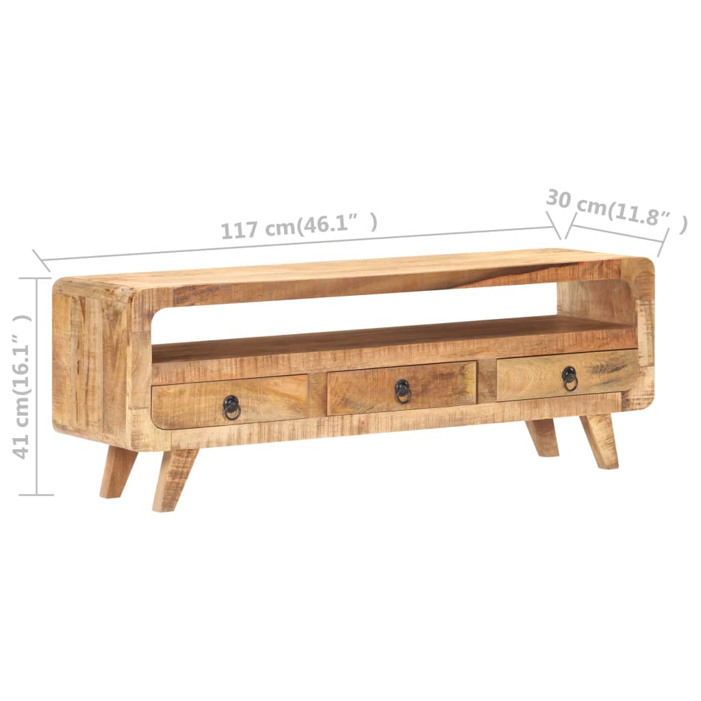 TV-Schrank 117x30x41 cm Raues Mango-Massivholz