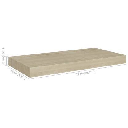 Schwebende Wandregale 2 Stk. Eichefarben 50x23x3,8cm MDF