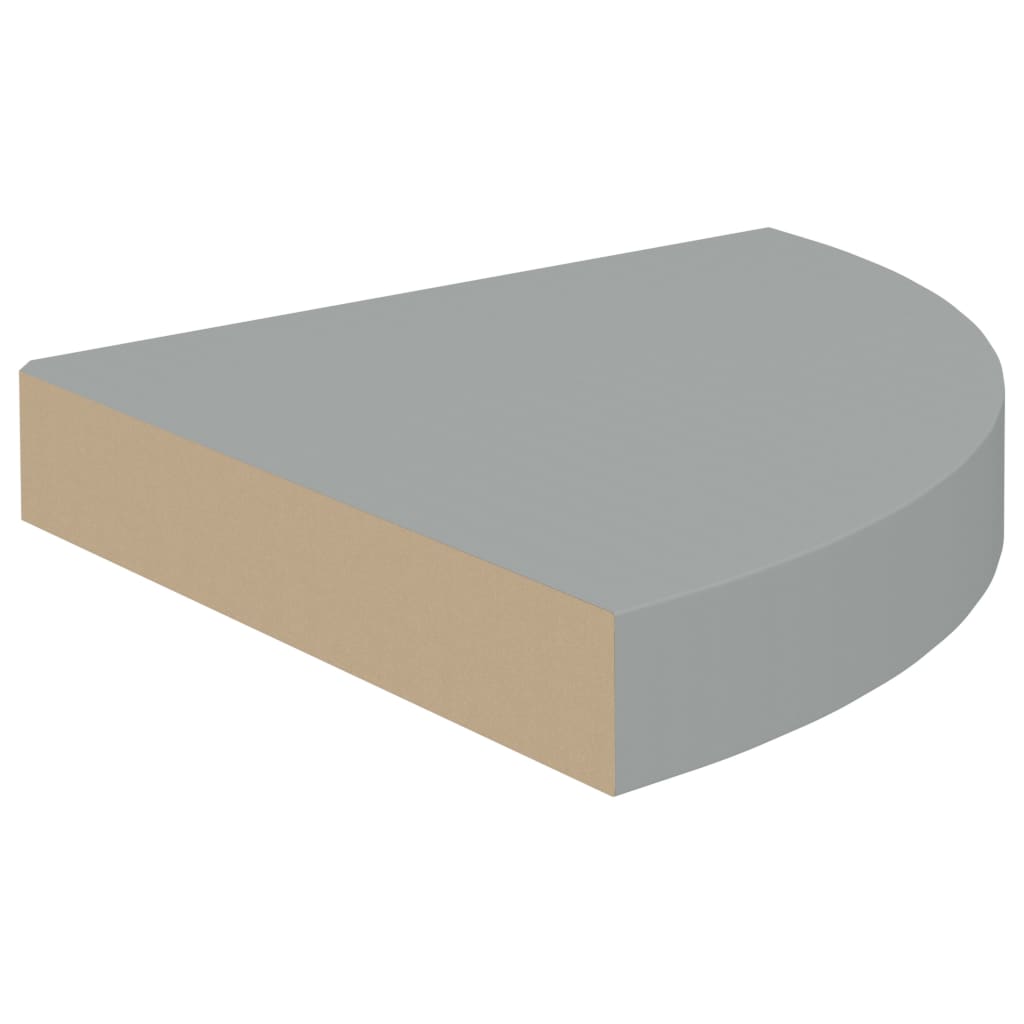 Eck-Schweberegale 2 Stk. Grau 25x25x3,8 cm MDF