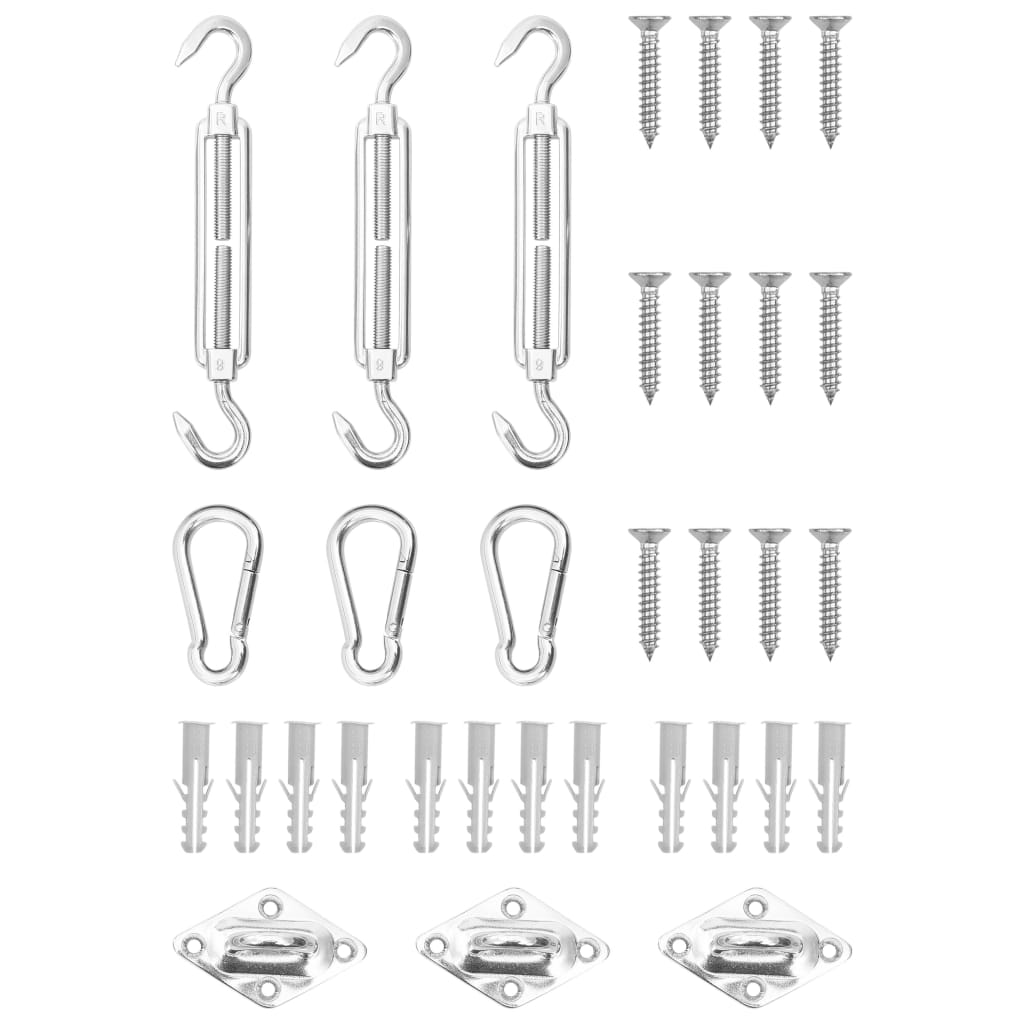 9-tlg. Sonnensegel Zubehör-Set Edelstahl