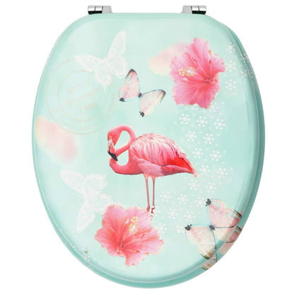 Toilettensitze mit Deckel 2 Stk. MDF Flamingo-Design