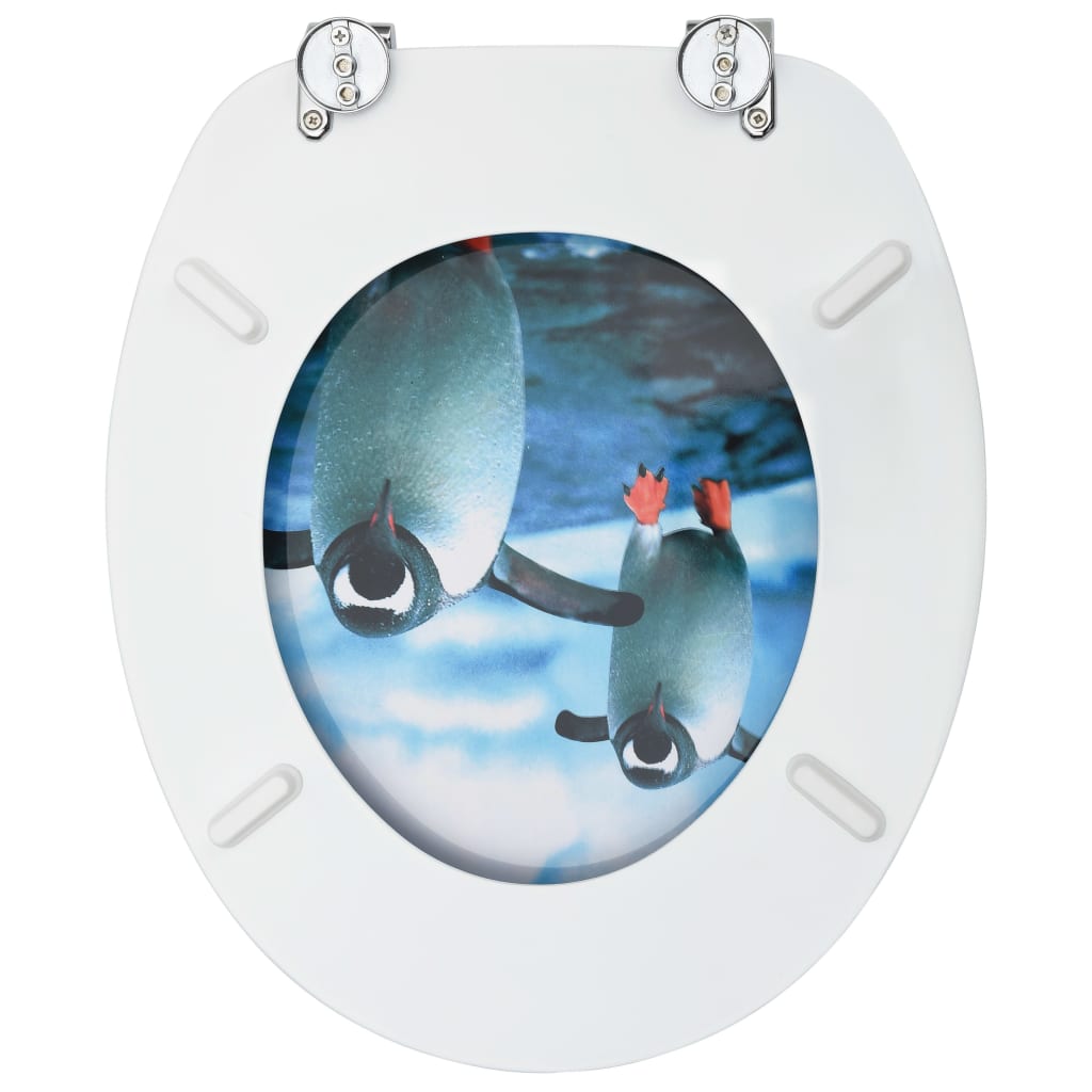 Toilettensitze mit Deckel 2 Stk. MDF Pinguin-Design