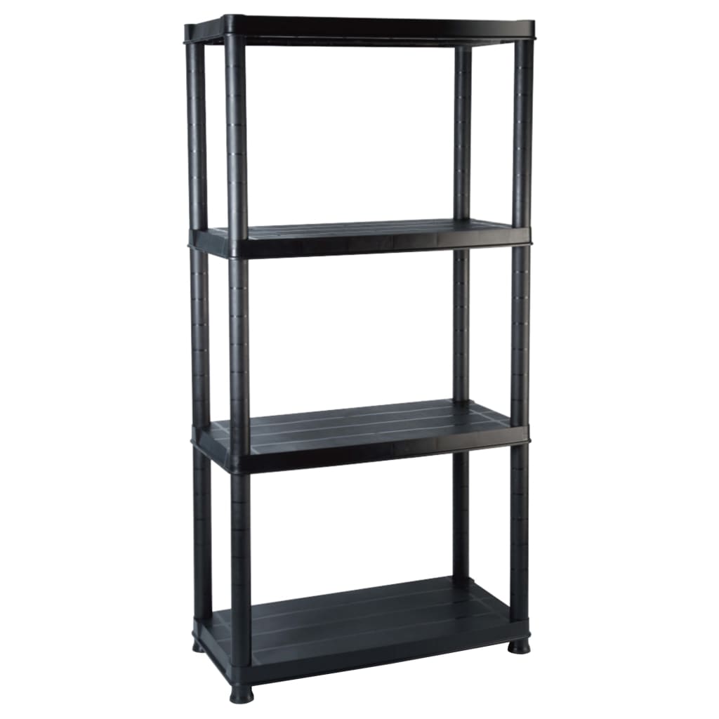 Lagerregal 4-Tier Schwarz 61x30,5x130 cm Kunststoff