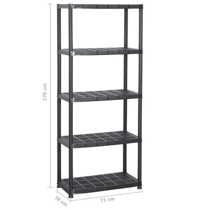 Lagerregal 5-Tier Schwarz 71x38x170 cm Kunststoff