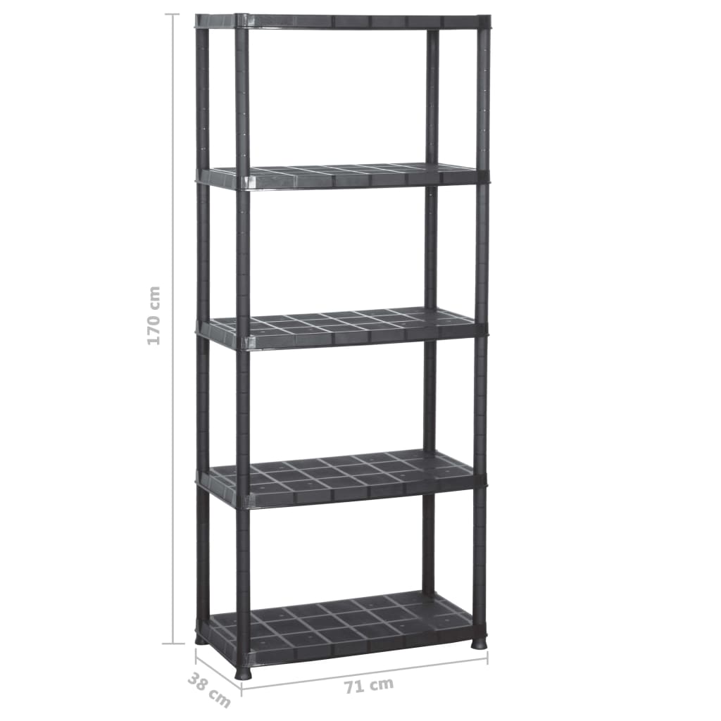 Lagerregal 5-Tier Schwarz 71x38x170 cm Kunststoff