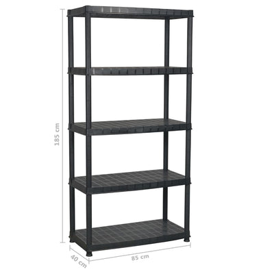 Lagerregal 5-Tier Schwarz 85x40x185 cm Kunststoff