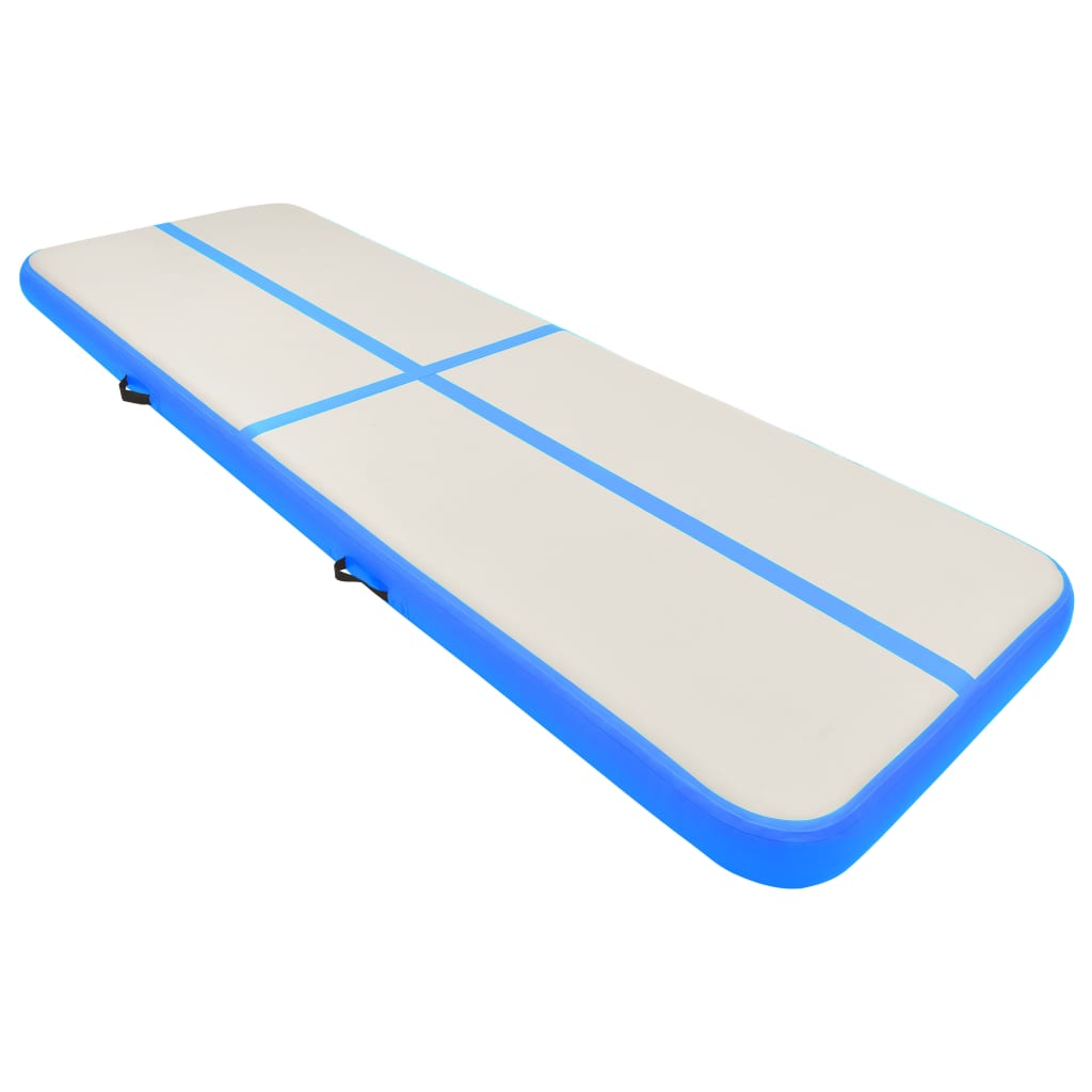 Aufblasbare Gymnastikmatte mit Pumpe 300x100x15 cm PVC Blau