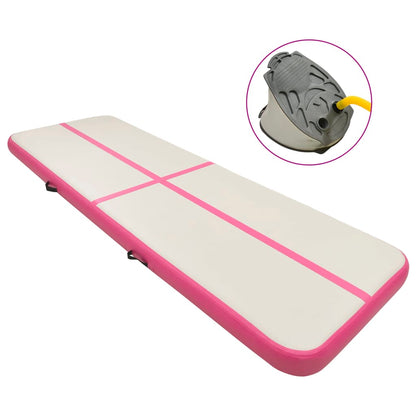 Aufblasbare Gymnastikmatte mit Pumpe 400x100x15 cm PVC Rosa