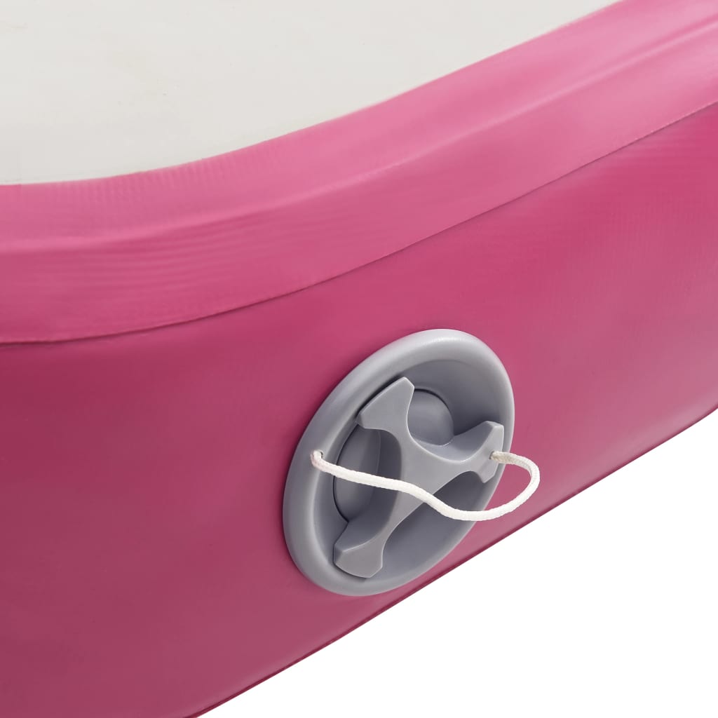 Aufblasbare Gymnastikmatte mit Pumpe 400x100x15 cm PVC Rosa