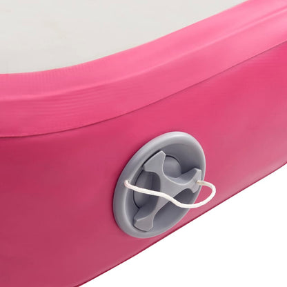 Aufblasbare Gymnastikmatte mit Pumpe 400x100x15 cm PVC Rosa