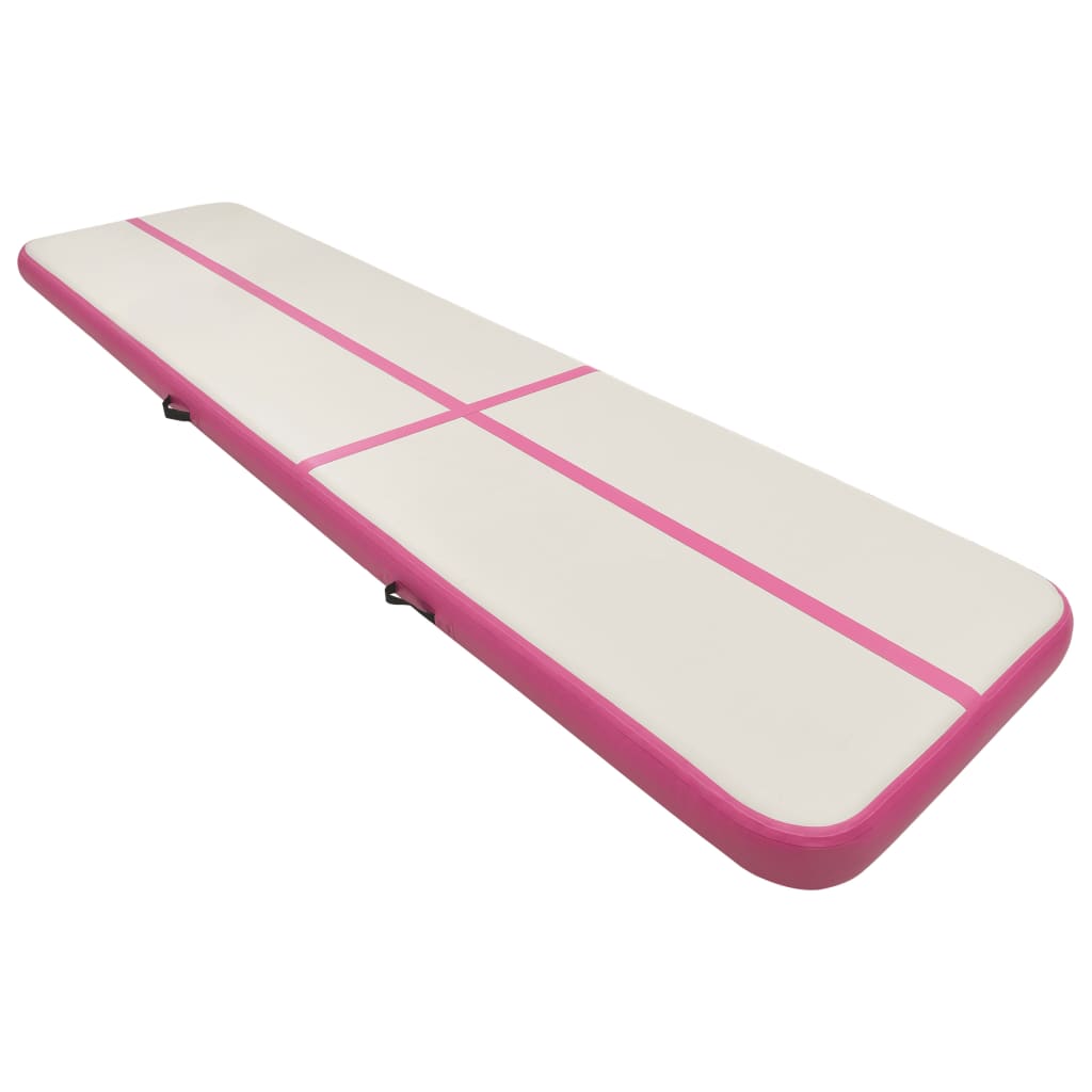 Aufblasbare Gymnastikmatte mit Pumpe 600x100x15 cm PVC Rosa