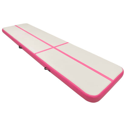 Aufblasbare Gymnastikmatte mit Pumpe 600x100x15 cm PVC Rosa