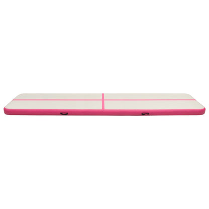 Aufblasbare Gymnastikmatte mit Pumpe 600x100x15 cm PVC Rosa