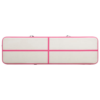 Aufblasbare Gymnastikmatte mit Pumpe 700x100x15 cm PVC Rosa