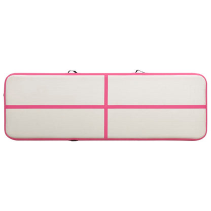 Aufblasbare Gymnastikmatte mit Pumpe 300x100x20 cm PVC Rosa