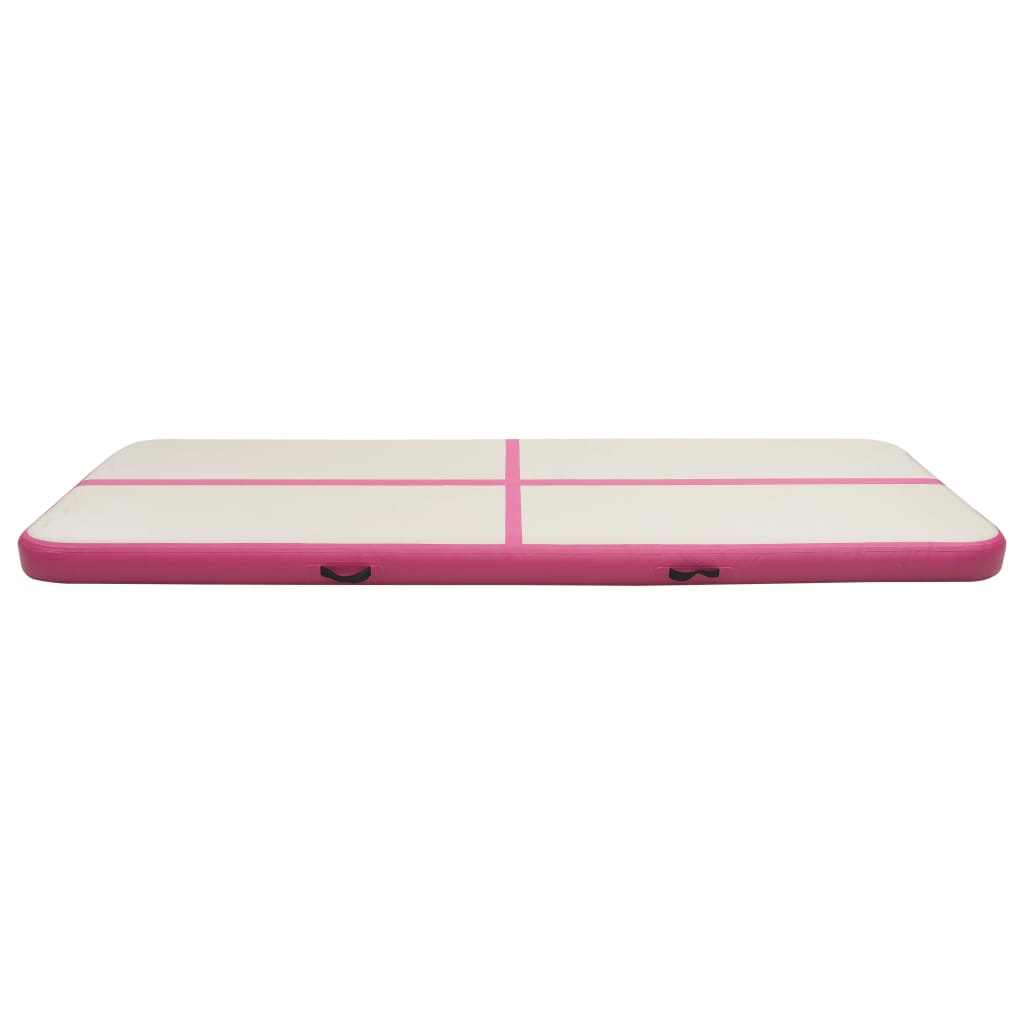 Aufblasbare Gymnastikmatte mit Pumpe 400x100x20 cm PVC Rosa