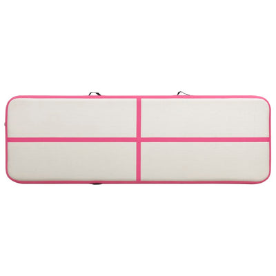 Aufblasbare Gymnastikmatte mit Pumpe 400x100x20 cm PVC Rosa