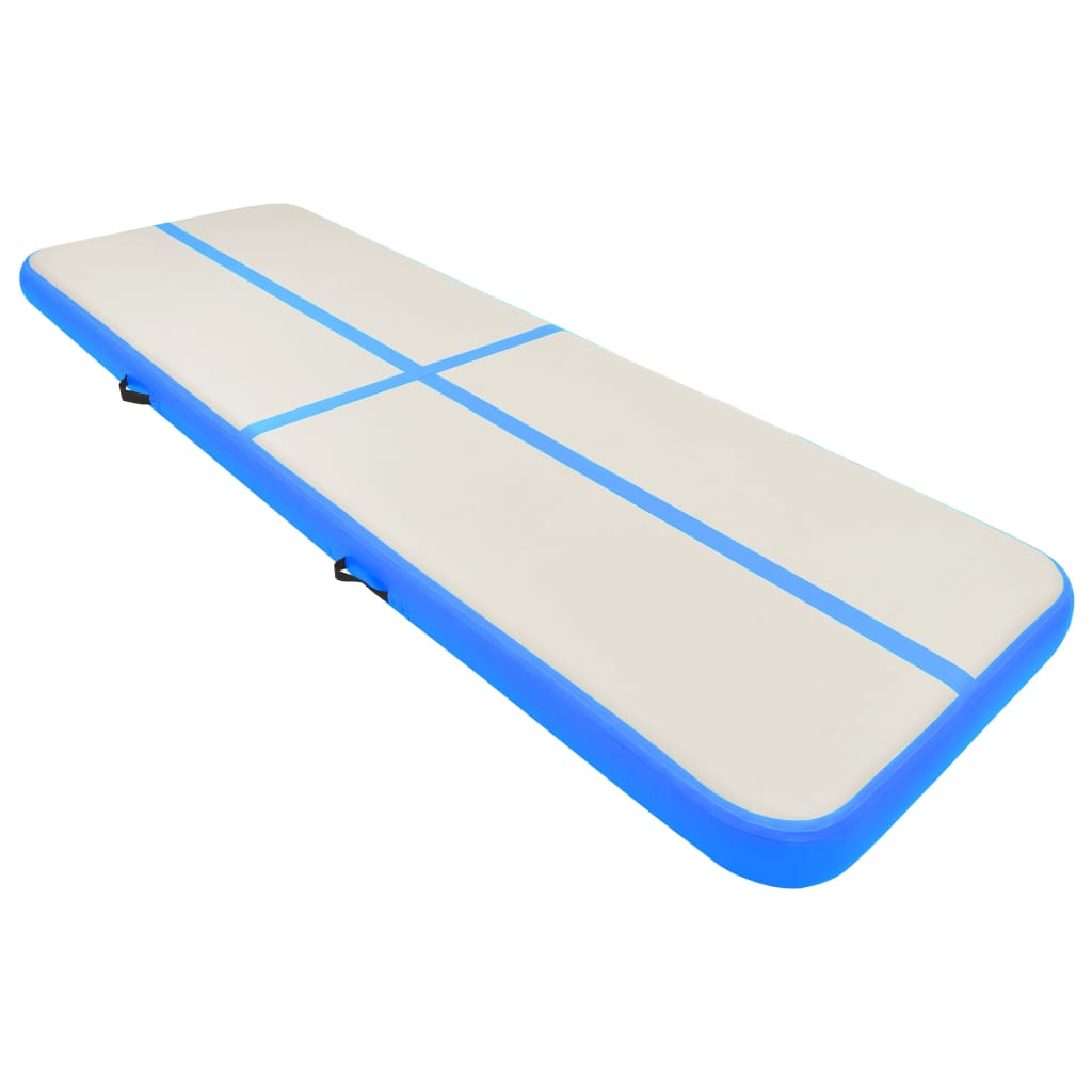 Aufblasbare Gymnastikmatte mit Pumpe 400x100x20 cm PVC Blau