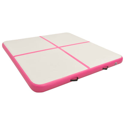 Aufblasbare Gymnastikmatte mit Pumpe 200x200x10 cm PVC Rosa