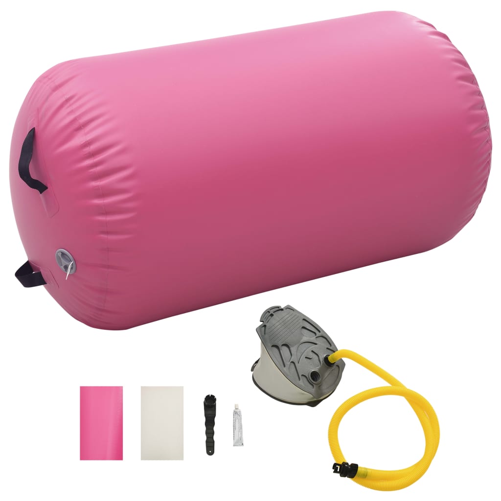 Aufblasbare Gymnastik-Rolle mit Pumpe 100x60 cm PVC Rosa