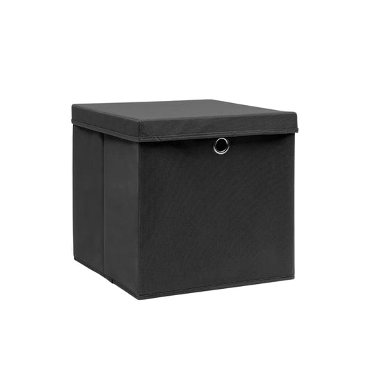 Aufbewahrungsboxen mit Deckeln 4 Stk. 28x28x28 cm Schwarz