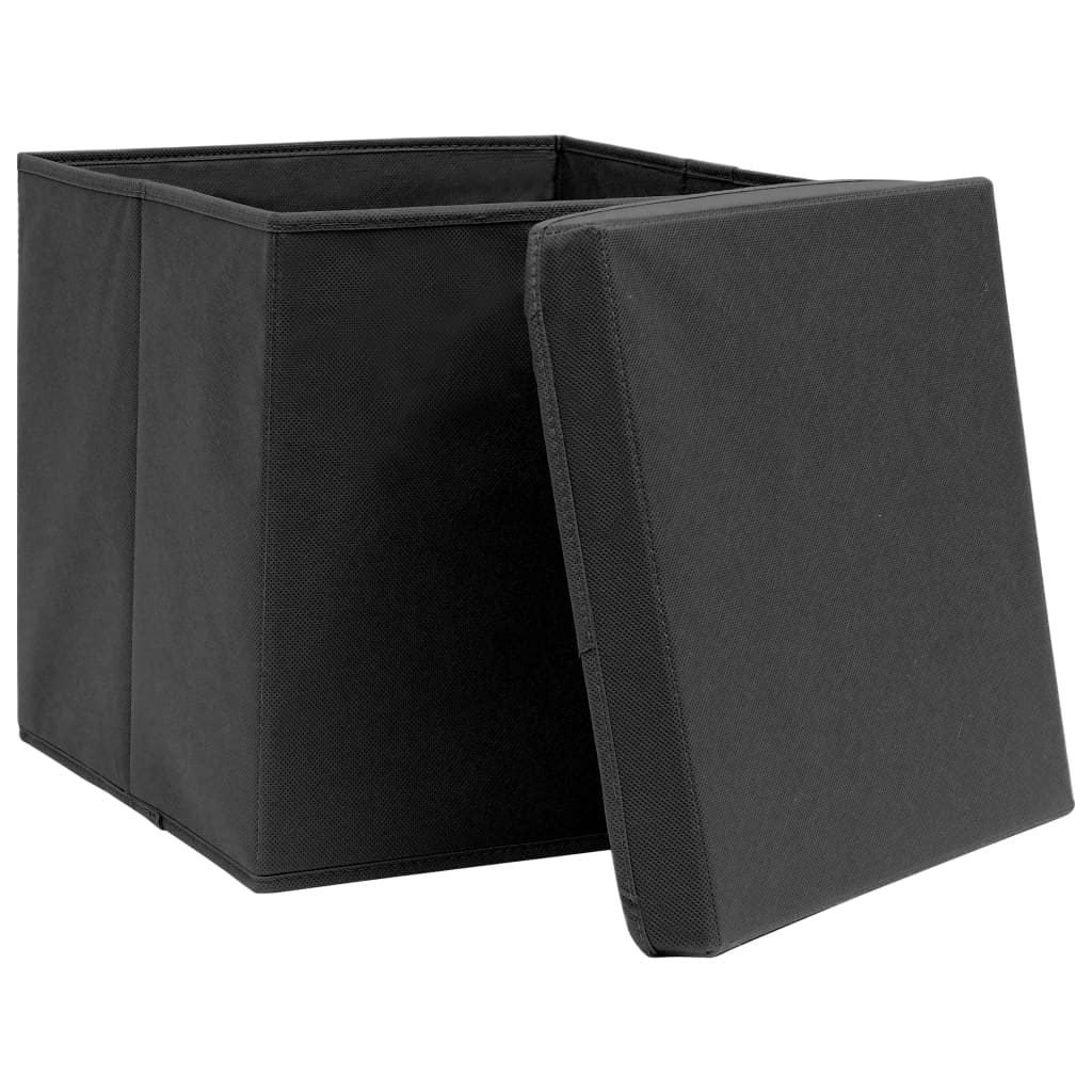 Aufbewahrungsboxen mit Deckeln 4 Stk. 28x28x28 cm Schwarz