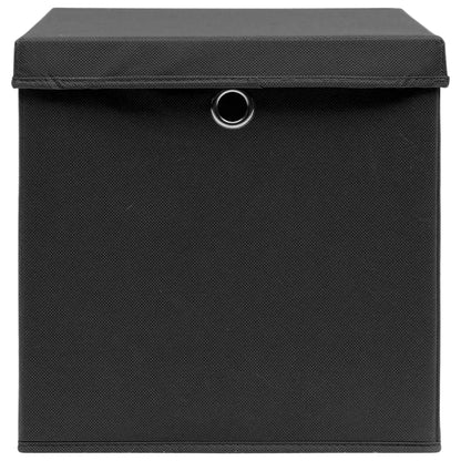 Aufbewahrungsboxen mit Deckeln 4 Stk. 28x28x28 cm Schwarz