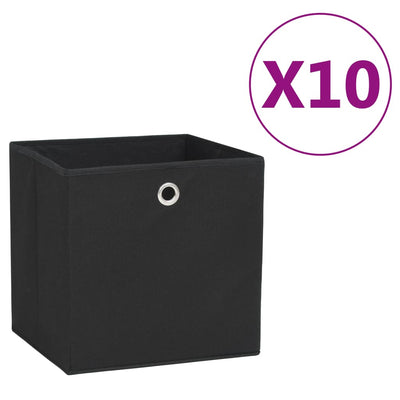 Aufbewahrungsboxen 10 Stk. Vliesstoff 28x28x28 cm Schwarz