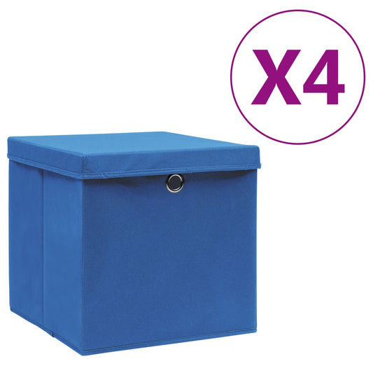 Aufbewahrungsboxen mit Deckeln 4 Stk. 28x28x28 cm Blau