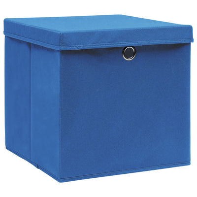 Aufbewahrungsboxen mit Deckeln 10 Stk. 28x28x28 cm Blau