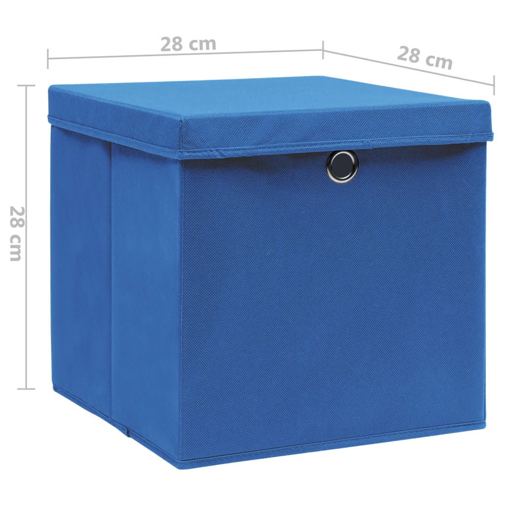 Aufbewahrungsboxen mit Deckeln 10 Stk. 28x28x28 cm Blau