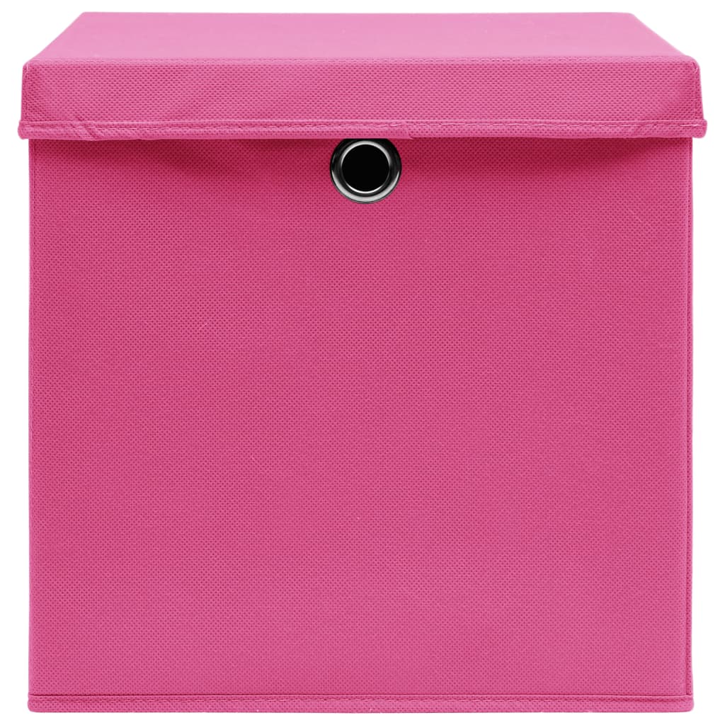 Aufbewahrungsboxen mit Deckeln 4 Stk. 28x28x28 cm Rosa