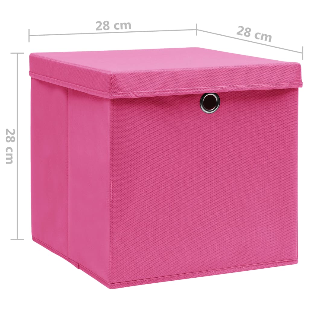 Aufbewahrungsboxen mit Deckeln 4 Stk. 28x28x28 cm Rosa